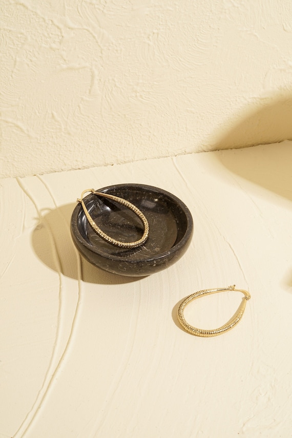 Black Marble Trinket Dish: Small Jewelry Tray, 8cm Wide
