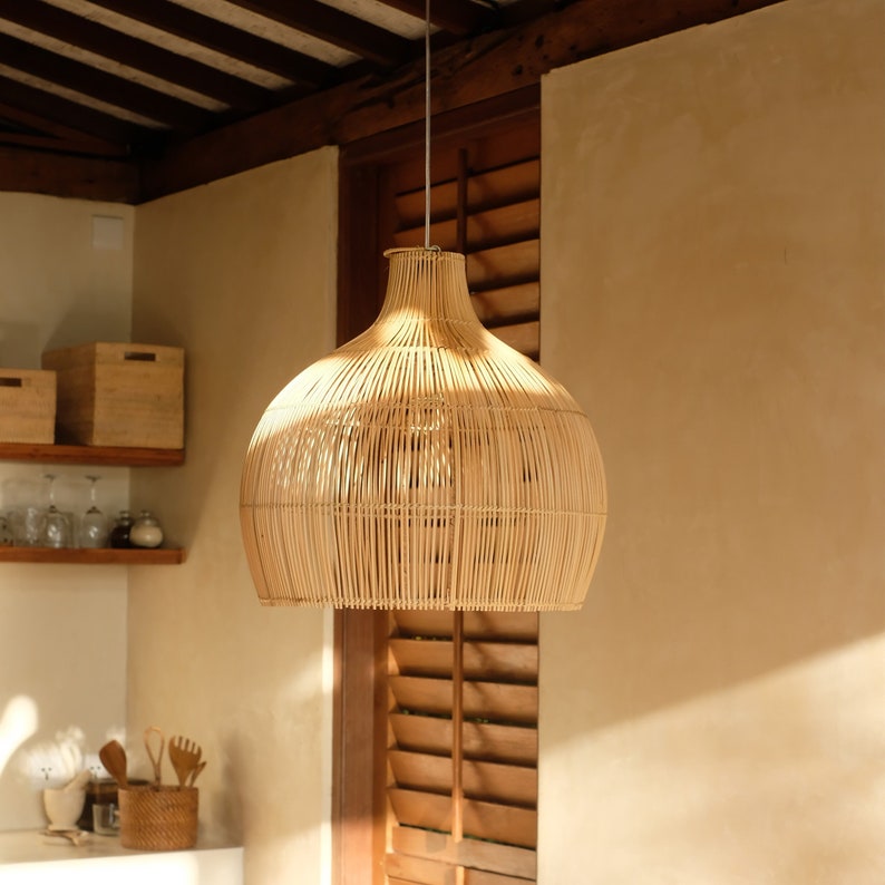 Lampshade woven / Rattan Pendant / Rattan Lampshade / Living room lampshade / Light fixture / Hanging light shade Gift for him/her image 1