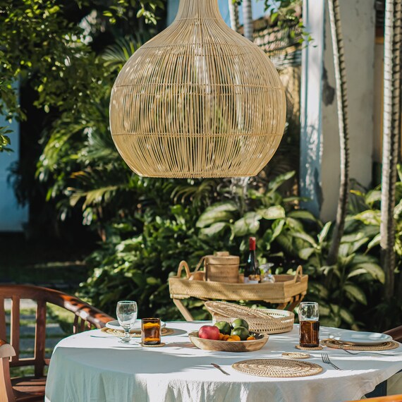 Outdoor rattan light shade outlet