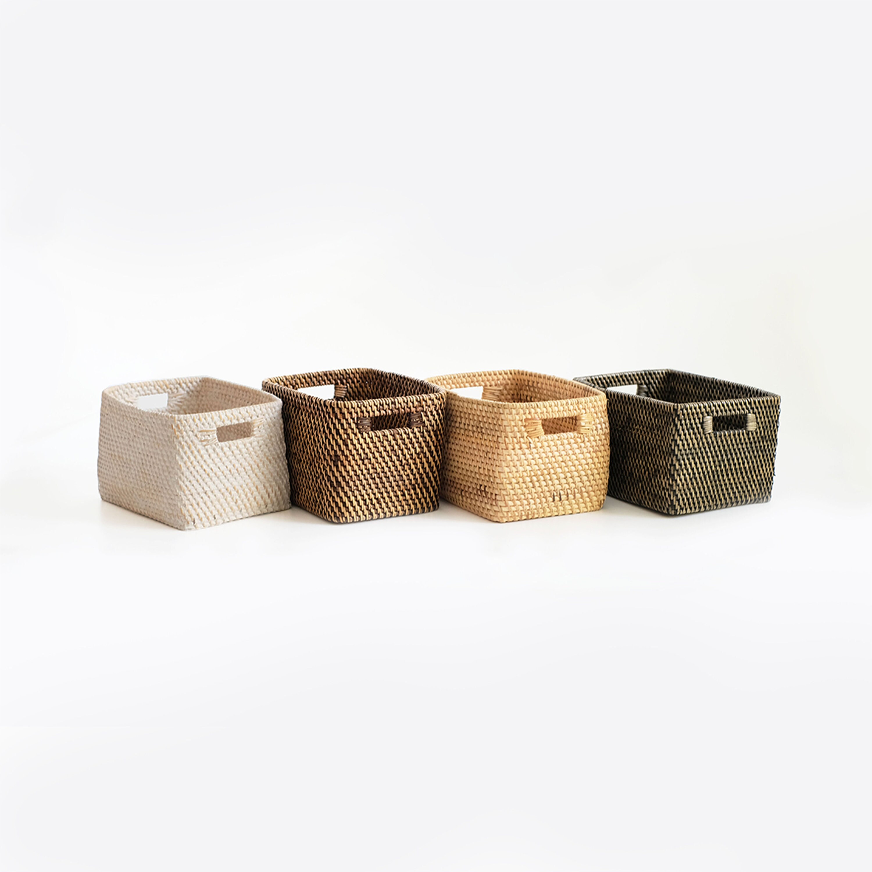 Storage Basket Mini Rattan Organiser / Small Woven Storage Box