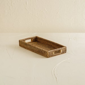 Tray mini dark brown / Bathroom amenities tray / Key holder / nicknacks tray / woven rattan tray L30cm W15cm H5cm Gift for him/her