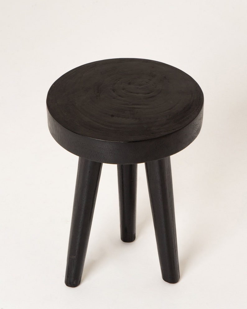 Black Three Legged Stool / Tripod Stool / Round Stool Etsy