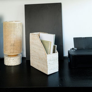 Rattan File Holder - White washed/ File Organiser/ File Box/ Document Holder/Stationery Organiser