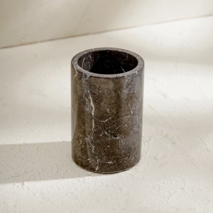 Grey and beige Toothbrush Holder / Marble cup bathroom and desk organiser / pen holder/organiser / Bathroom organiser decor/ Toothbrush pot