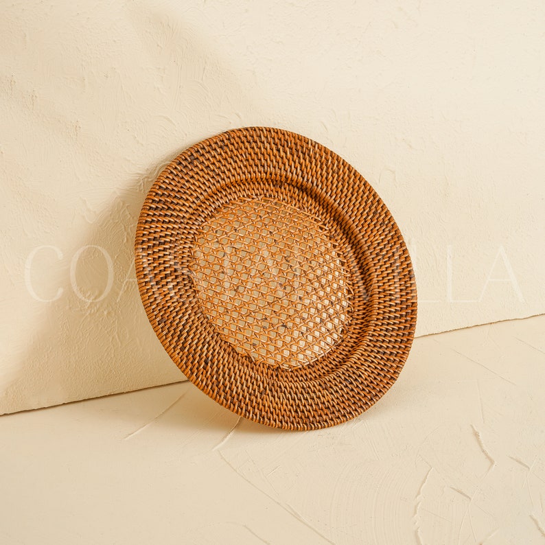 Rattan Charger Plate/ Rattan Placemat / Wicker Placemat. SET Etsy