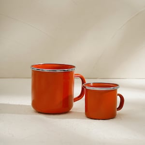 Enamel mug / orange mug / Camping mug / Camping cup / enamel cup / Travel mug / Backpack mug Gift for him/her Birthday gift