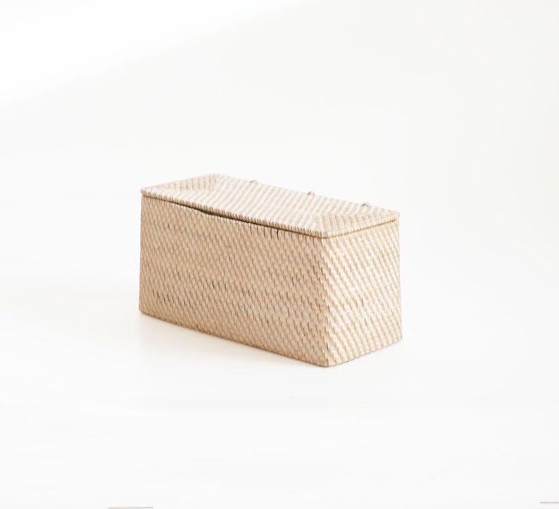 Rattan storage box with lid/ Bathroom Amenities box Etsy