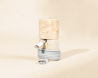 Marmeren roterende kabelopberger | Houder voor kabelbeheer bureau