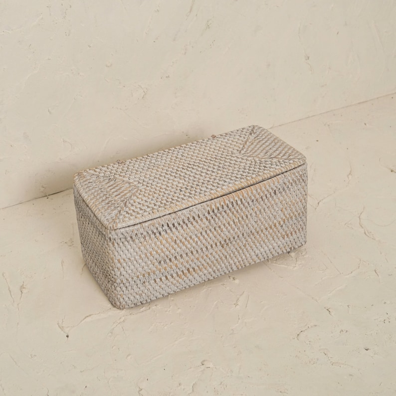 Storage box with lid / Woven Rattan Bathroom Amenities box / Bathroom Storage box / Organiser with lid /L 33cm H 16cm W 15cm Birthday gift image 10