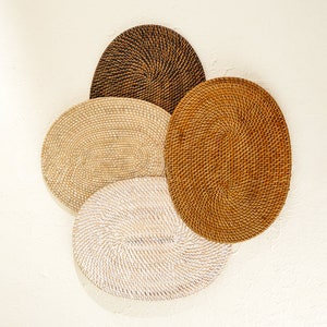 Ovales Platzset aus Rattan / Rattan gewebt Tischset / Handmade Wicker Tischset / hitzebeständige / hitzebeständige Unterlage / Option mit Halter 39 cm x 30 cm