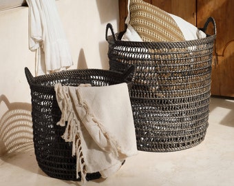 Handwoven Laundry Basket: Storage for blankets and dirty laundry eco friendly stylish decor  | Gift for him and her | Birthday gift