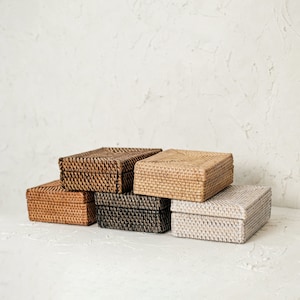 Handwoven Mini Rattan Basket with Lid - 20Lx15Wx7H cm - Available in 5 Vibrant Colours Gift for him/her Birthday gift