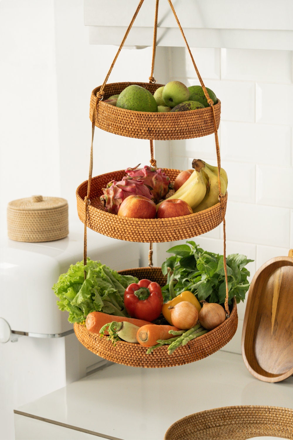 Geflochtener Hängekorb Aus PP - Stilvolle Aufbewahrung Für Küche & Wohnen