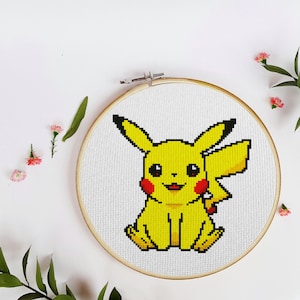 Cute anime character with electric power, cross stitch pattern