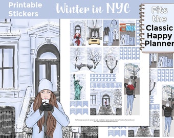 Winter Printable Planner Stickers: Made to Fit the Classic Happy Planner – Winter in NYC