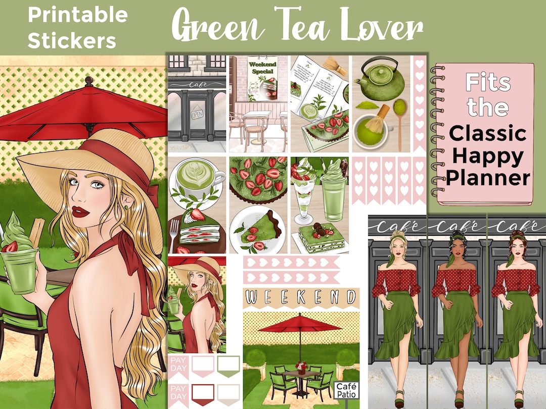 Green Tea Printable Planner Stickers: Made to Fit the Classic Happy ...