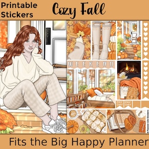 Afdrukbare herfstplannerstickers: gemaakt om te passen bij de grote gelukkige planner – Cosy Fall