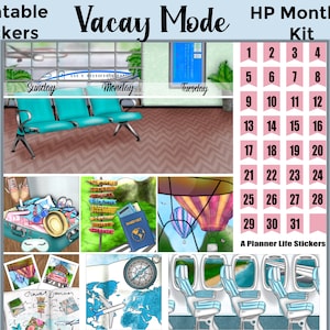Monthly Travel Printable Planner Stickers: Made to Fit the Classic Happy Planner – Vacay Mode