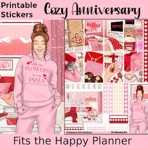 Pegatinas imprimibles para planificador de aniversario: diseñadas para adaptarse al clásico planificador feliz – Cozy Anniversary