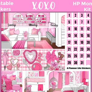 Monthly Valentine’s Day Printable Planner Stickers: Made to Fit the Classic Happy Planner – XOXO