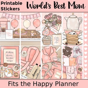 Stickers autocollants imprimables pour la Fête des Mères : conçus pour s'adapter à l'agenda classique classique - Meilleures mamans au monde