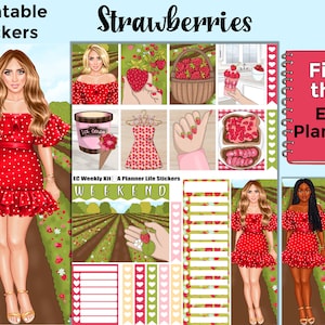 Printable Strawberry Planner Stickers: Made to Fit the Erin Condren Planner – Strawberries