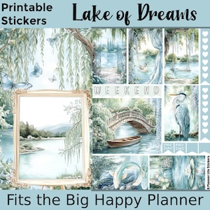 Naklejki do wydrukowania na planer jeziora: stworzone, aby pasować do Big Happy Planner – Lake of Dreams