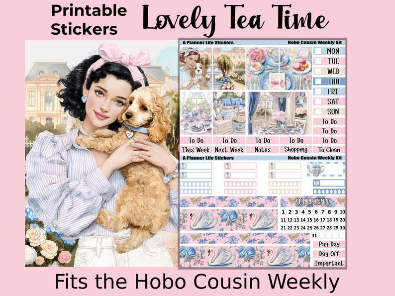 Weekly Hobonichi Cousin Tea Printable Planner Stickers: Lovely Tea Time ...