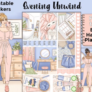 Self-care Printable Planner Stickers: Made to Fit the Big Happy Planner – Evening Unwind