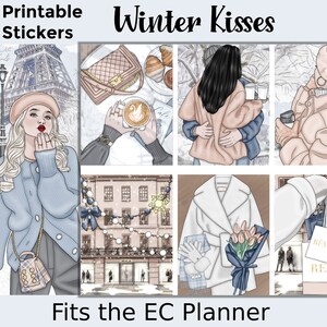 Pegatinas imprimibles del planificador de invierno: diseñadas para adaptarse al planificador de Erin Condren – Besos de invierno