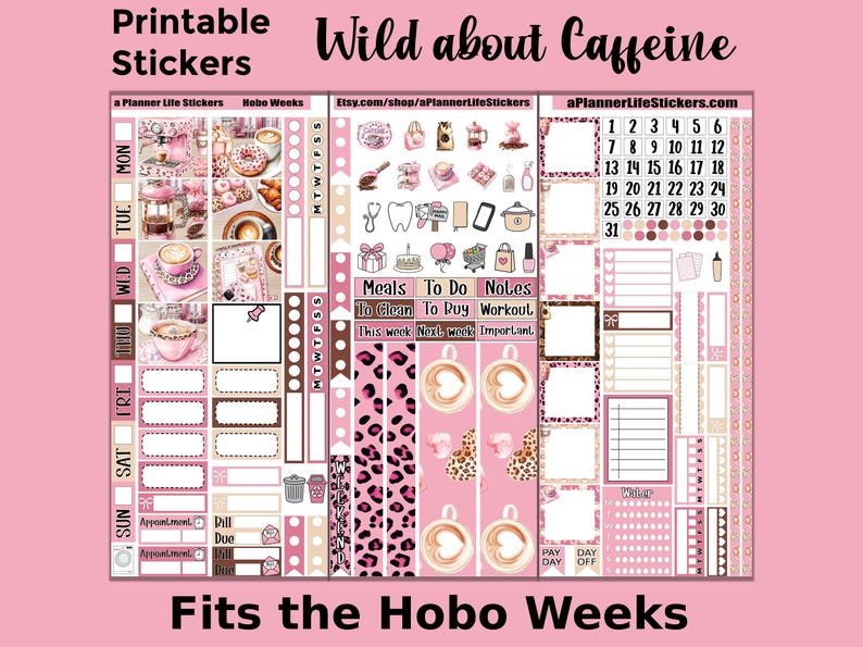 Hobonichi Weeks Coffee or Tea Printable Planner Stickers: Wild About ...