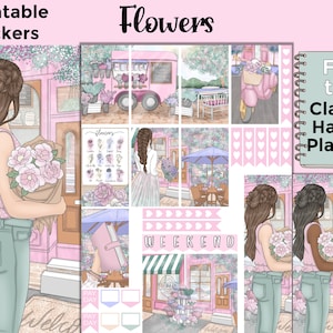 Afdrukbare bloemplannerstickers: gemaakt voor de klassieke Happy Planner – Bloemen