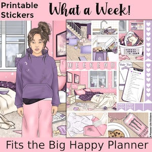 Pegatinas imprimibles para planificador de una semana difícil: diseñadas para adaptarse al gran planificador feliz. ¡Qué semana!