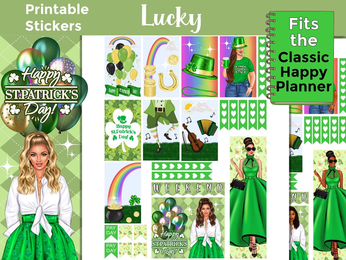 St. Patricks Day Printable Planner Stickers: Made to Fit the | Etsy Canada
