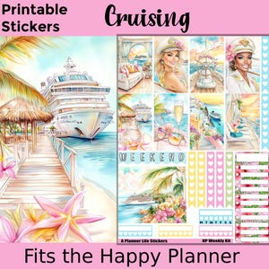 Stickers d'agenda imprimables pour bateaux de croisière : conçus pour s'adapter à l'agenda classique Happy Planner - Cruising