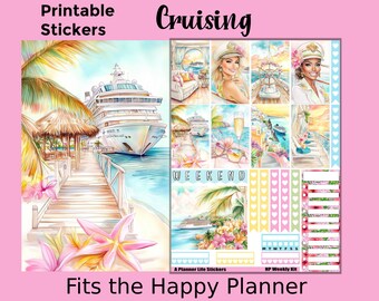 Stickers d'agenda imprimables pour bateaux de croisière : conçus pour s'adapter à l'agenda classique Happy Planner - Cruising