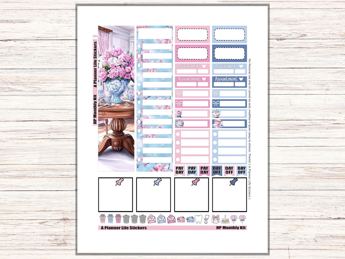 Monthly Spring Printable Planner Stickers: Made to Fit the Classic ...