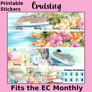 Stickers mensuels à imprimer pour bateaux de croisière : adaptés à l'agenda Erin Condren – Cruising