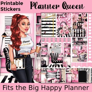 Adesivi stampabili per planner Planner Girl: realizzati su misura per il grande planner felice – Planner Queen
