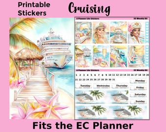 Autocollants imprimables d'agenda de bateau de croisière : conçus pour s'adapter à l'agenda Erin Condren - Cruising