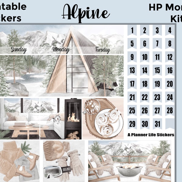 Monthly Winter Printable Planner Stickers: Made to Fit the Classic Happy Planner – Alpine