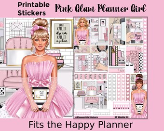 Planner Girl Printable Planner Stickers: Made to Fit the Classic Happy Planner – Pink Glam Planner Girl