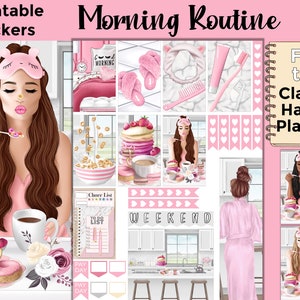 Good Morning Printable Planner Stickers: Made to Fit the Classic Happy Planner – Morning Routine