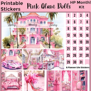 Monthly Glamorous Printable Planner Stickers: Made to Fit the Classic Happy Planner – Pink Glam Dolls