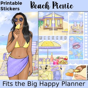 Afdrukbare strandplannerstickers: gemaakt voor de Big Happy-planner – strandpicknick