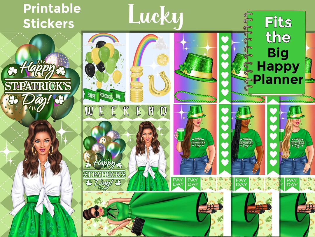 St. Patricks Day Printable Planner Stickers: Made to Fit the Big Happy ...