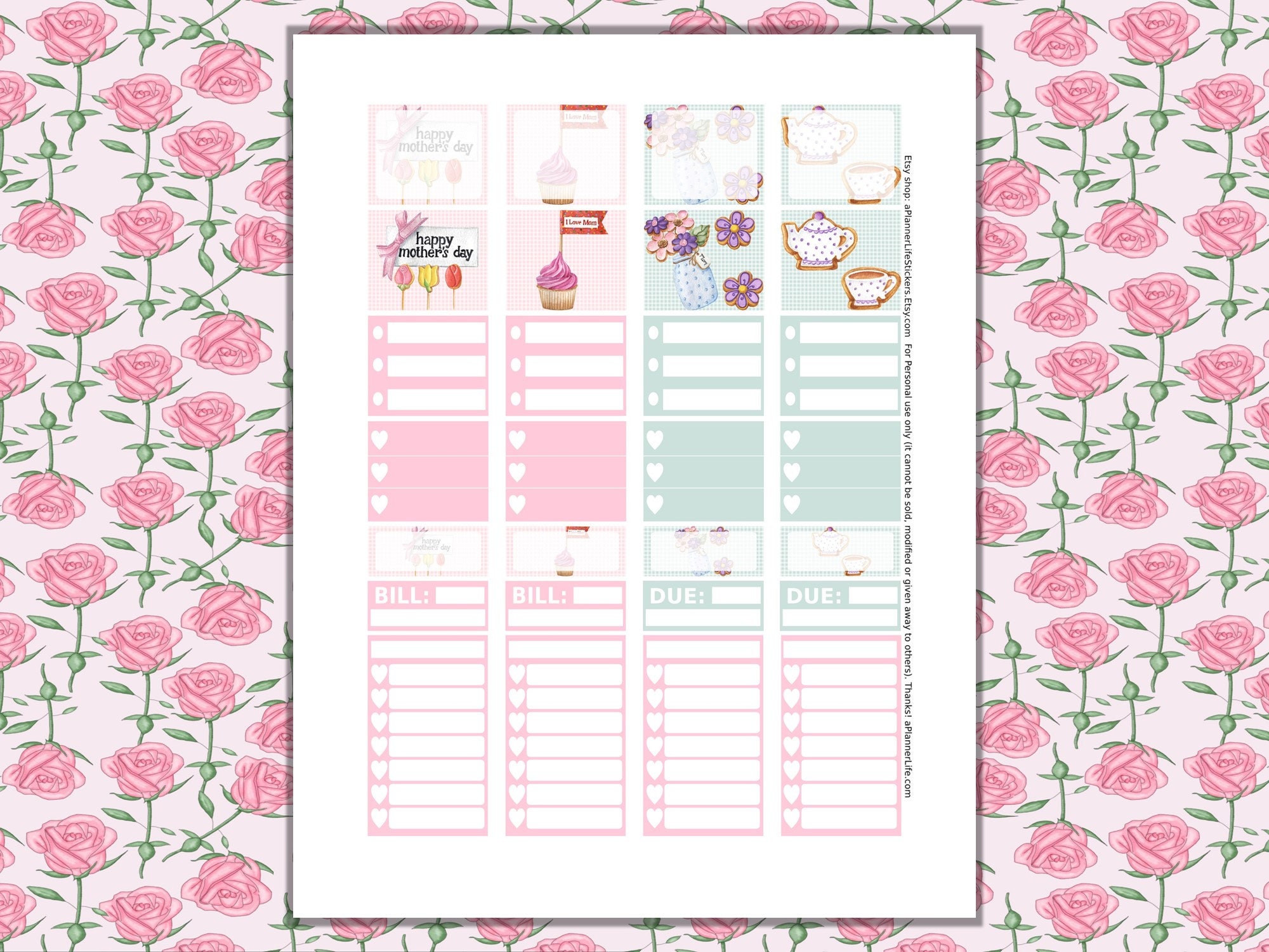 Mothers Day Printable Planner Stickers: Made to Fit the | Etsy