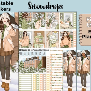Winter Printable Planner Stickers: Made to Fit the Erin Condren Planner – Snowdrops