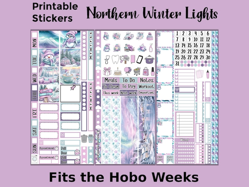 Hobonichi Weeks Winter Printable Planner Stickers: Northern Winter ...