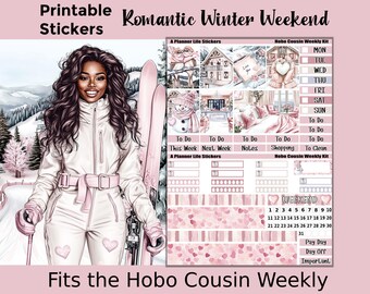 Weekly Hobonichi Cousin Winter Printable Planner Stickers: Romantic Winter Weekend